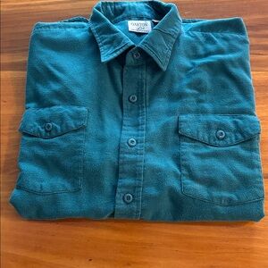 Comfy/Casual Vinage Green Long Sleeve Button Up Shirt